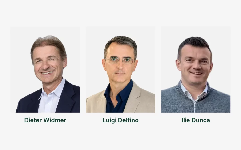 Porträts von Dieter Widmer, Luigi Delfino und Ilie Dunca